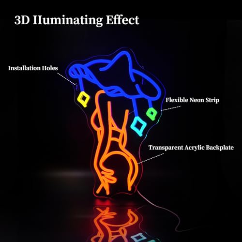 Image of Lady Neon Sign Led Sign Neon Signs for Wall Decor Neon Lights | Lady Mushroom Led Light Up Sign, Orange Room Decor, Girls Gift, Party, Wall Decor, 5V USB Powered