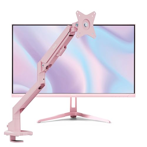 Image of Pixio PX248 Wave Pink 24 inch 200Hz Refresh Rate FHD 1080p Resolution Fast IPS Panel 1ms GTG Response Time Gaming Monitor and PS1S Wave Pink Single Monitor Arm