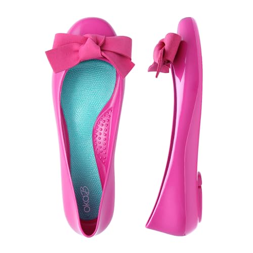 Oka-B Women's Taylor Pollie Flats,Sangria with Sangria Suede Bow Charm, Size 7 M