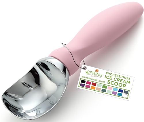 Spring Chef Ice Scoop with Soft Handle Sturdy Professional Scoop Heavy Duty Scoop Premium Kitchen Tool for Cookie Dough Gelato