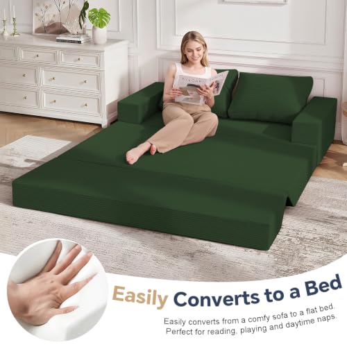 Image of COMAX Boneless Loveseat, 59 inch Convertible Sofa Bed, Folding Small Futon