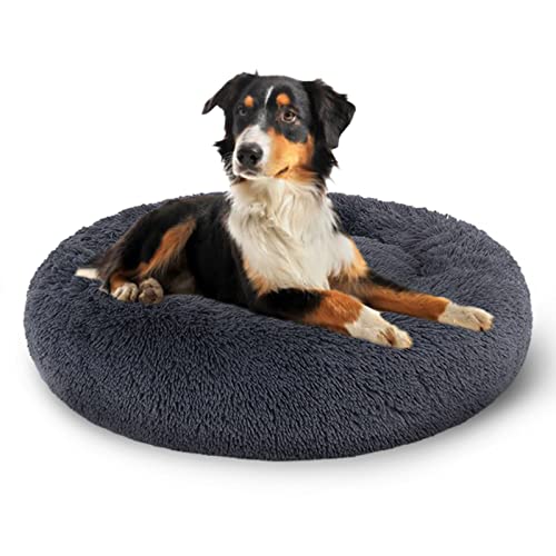 Kfnire Cama para Perro y Gato Redonda Ø70cm Nido de Donut para Mascotas Suave de Felpa Camas para Perros Gatos Parte Inferior Antideslizante Lavable Impermeable Cachorro Cálido Cama Cojin Cover