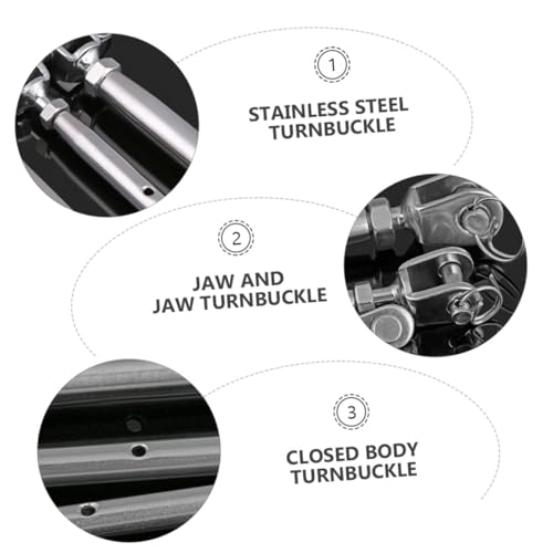 LIFKOME 2 piezas Tensores para cables con quijada de acero inoxidable para ajuste pesado de cables para uso industrial y náutico resistente a la corrosión miniatura 3