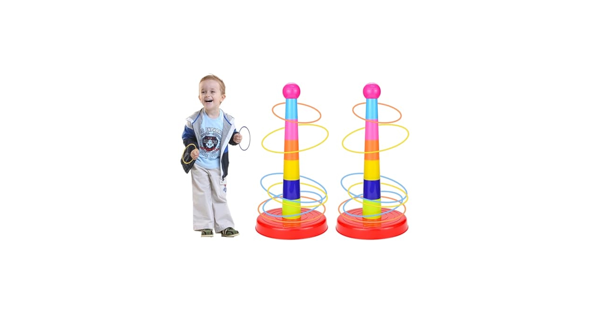 Gioco Lancio Anelli Per Bambini - Set Con 30 Anelli E Coni Per Esterno