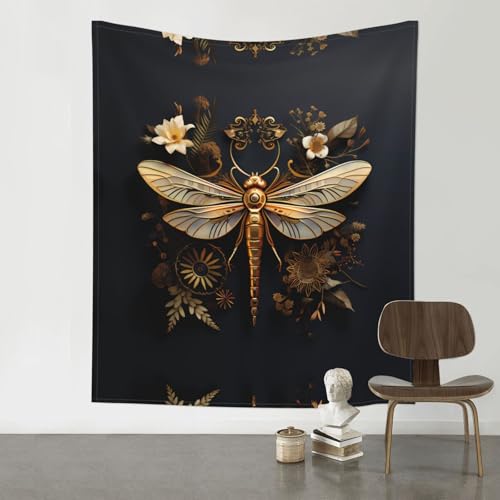 Tapisserie dorée libellule BLWSLC 152x130 cm pour décor salon