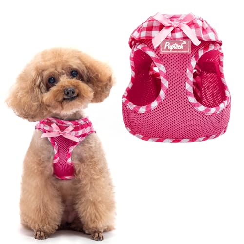 PUPTECK Dog Harness for Puppy and Small Sized Dogs, Step-in No Pull Soft Mesh Vest Harness for Cats Small Pets Walking, Fuschia, New XXS