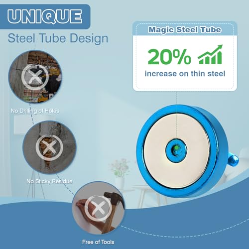 Image of Neosmuk Magnetic Hooks Steel Tube Design for Cruise,80lb+ RoyalBlue,10 Pack
