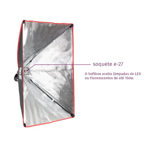 SOU FOTO Kit de Iluminação Softbox 50x70cm com Soquete E-27 Embutido para Estúdio de Video ou Fotogr