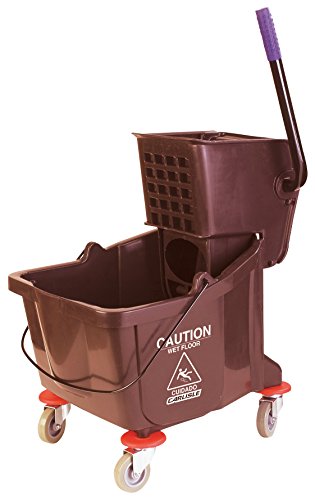 Carlisle Foodservice Products Plastic Commercial Mop Bucket With Side-Press Wringer, 26 Quarts, Brown #TOP7