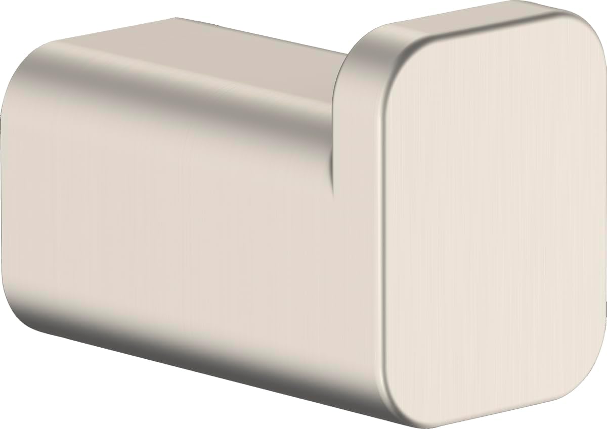 hansgrohe AddStoris Collection Modern Single Robe and Towel Hook in Brushed Nickel, 41742820
