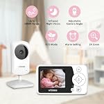 VTimes Baby Monitor avec caméra et audio, vidéo Baby Monitor Non WiFi Vision nocturne, 2.4" LCD Caméra pour bébé portable écran VOX Alarme à gaz et à pression 1000ft Gamme, Idéal pour les cadeaux