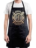 InnoBeta Personalized Aprons for Men with Pockets, Grilling BBQ aprons, Grill Master Gifts for Men, Unique Gifts for Cooks - Adjustable Neck Strap - Black Gold J