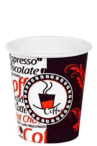 8 Oz Desenli Kalın Karton Bardak, 250 ml Kağıt Bardak Çay ve Latte Kahve için 80 Adet (250, Mililitre)