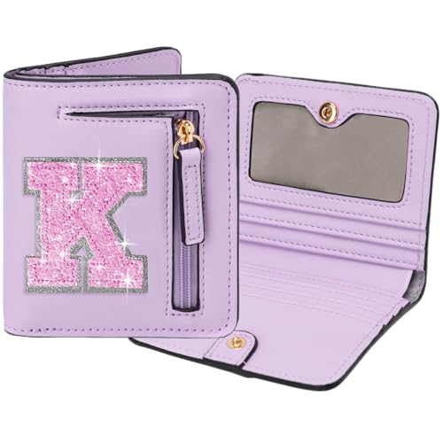 Image of Birthday Gifts for Teen Girl Kids Wallet Girl Wallets Small Initial Rfid Wallet Teen Girls Gift Preppy Stuff for Girls Purple K