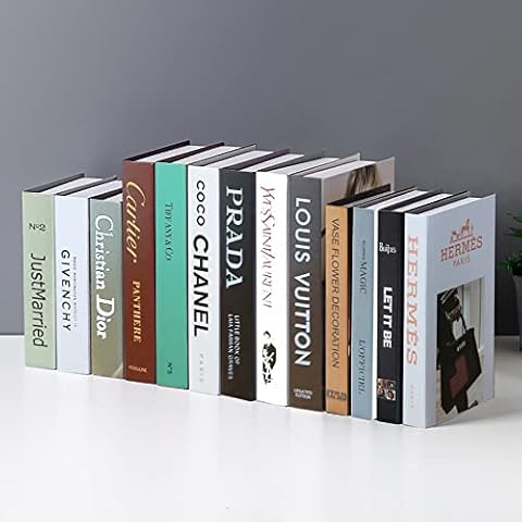 Glamativity Decorative Books Bundle of Designer Book Decor Inspired – Fashion Fake Books for Display, Office & Rustic Home Decor, Bookshelf, Modern Farmhouse Decor, Living Room, Coffee Table Books Cover