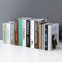 Glamativity Decorative Books Bundle of Designer Book Decor Inspired Fashion Fake Books for Display, Office & Rustic Home Decor, Bookshelf, Modern Farmhouse Decor, Living Room, Coffee Table Books