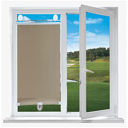 Estores enrollables opacos, parasoles enrollables con ventosas, Estor térmico para Ventanas y Puertas de Techo, Estor temporales, sin taladrar, Dorado, 72 x 125 cm (28,3 x 49,2 Pulgadas)