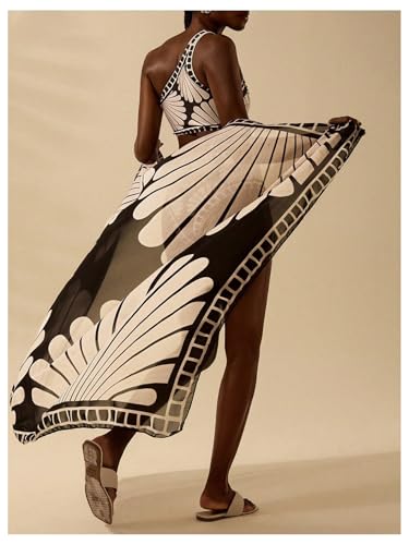 GORGLITTER Women's Floral Print Mesh Swim Sarong Bow Tie Side Summer Bikini Swimsuit Beach Coverups Skirts 20253