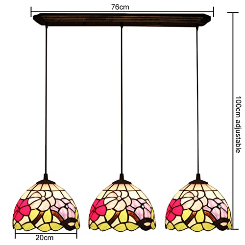 Lustre salle à manger vitrail suspension plafonnier E26 - 6