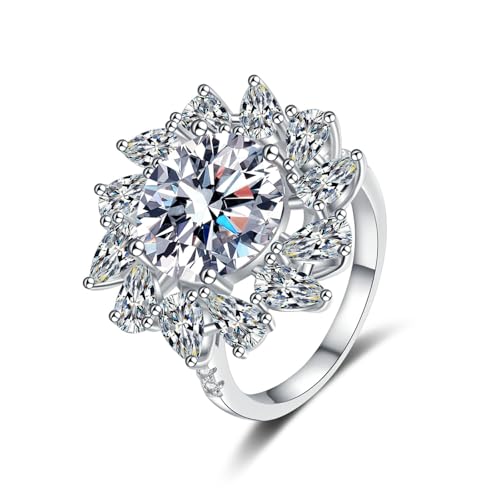 Bague moissanite 5 carats, le bijou rond S925 idéal pour vos rendez-vous