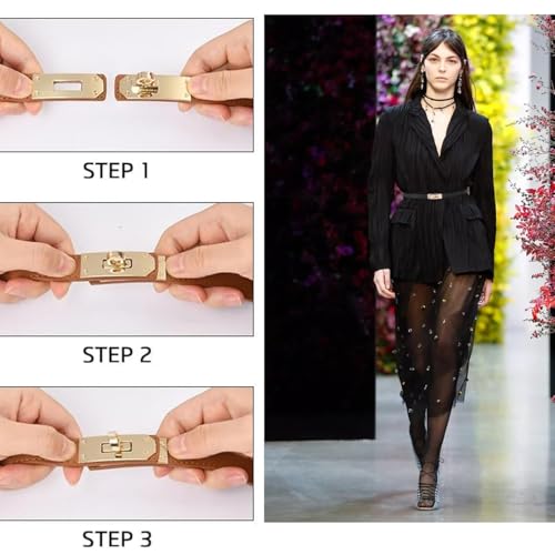 2PCS Adjustable Womens Belts for Jeans Dresses Slim Leather Stretch Belt Perfect Fit Everyday Casual Office Wear Comfortable Versatile4