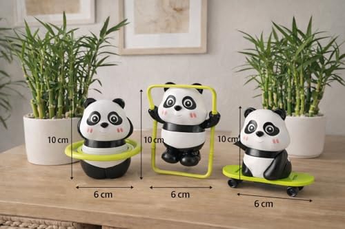Image of 3 PCS Panda Wind Up Toy Set - Wobbling, Skateboard & Jumping Panda Rolling Toys | Roly Poly Educational & Infant Interactive Toys for Babies 1-3 Years |Cute Panda Miniature Home Decor & Gift