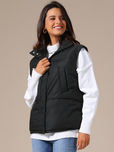 Allegra K Women's Puffer Vest Stand Collar Sleeveless Winter Lightweight Vests Warm Padded Jacket Coat2