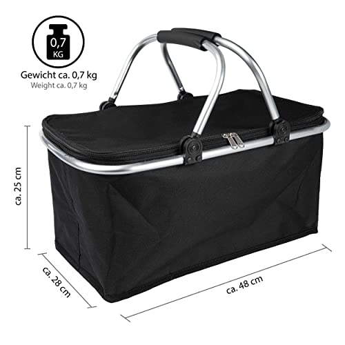 ONVAYA® Einkaufskorb faltbar mit Kühlfunktion | schwarz | Faltkorb mit Deckel | Isolierkorb | Einkaufstasche | Klappkorb | Thermokorb klappbar