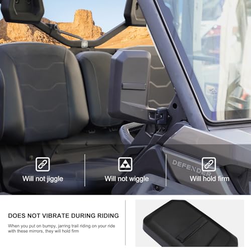 Image of Kiwi Master Large Side Mirrors for 2016-2026 Can-Am Defender /HD11 | Accessories, (Not Soft Doors / Soft Cab Enclosures), OEM Replacement 715008100, Adjustable Folding Rear View Mirror, Pair