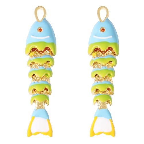 Coiris Gold Fish Charm Pendant 3D Sea Animal DIY Bracelet Necklace Earrings Beading and Jewelry Making Decorations
