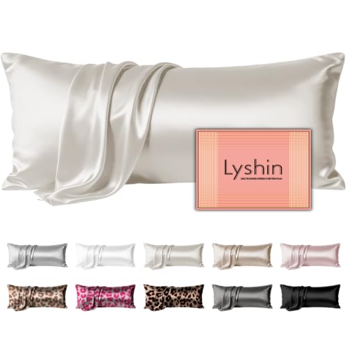 Image of LYSHIN Silk Body Pillow Case with Zipper, Body Pillow Pillowcase, Beige
