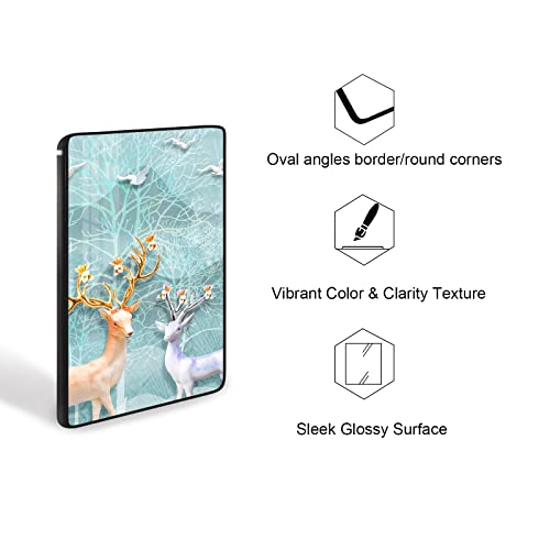 Serimino Framed Wall Art For Living Room Nordic Elk Foggy Forest Wall Decor Blue Abstract Animal Landscape Pictures Artwork For Bedroom Bathroom Prints Paintings For Home Decorations #TOP2