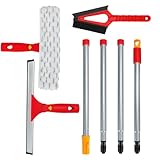 Window Cleaning Kit with Rotatable Squeegee and Microfiber Scrubber Window Cleaner Tool, 57