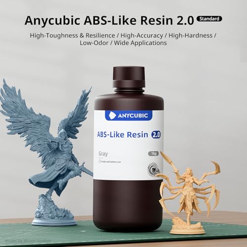 Image of ANYCUBIC 2nd Gen Resin Technology ABS-Like Resin 2.0, 3D Printer Resin with High Toughness, More Precise Details, Low Odor, Wide Compatibility for All LCD Resin 3D Printers (Grey, 1kg)