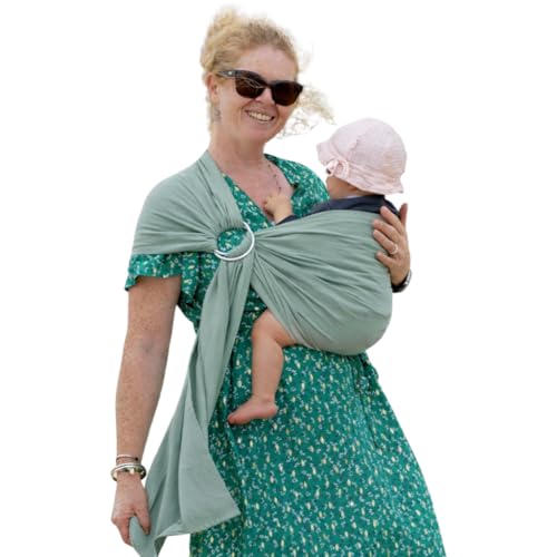 Naturioù - Simply Sling - Écharpe de Portage Bébé Sans Noeud 100% Coton - Tissu Fin - Vert Amande