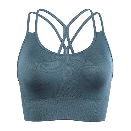 Heflashor Sujetador deportivo sin aros, acolchado, sin costuras, elástico, suave, para yoga, pack de 1, 2 o 3 unidades 1# verde. L Cover