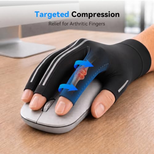 SOLOEVER Fingerless Compression Arthritis Gloves w/ Non-Slip Grip (XS-2XL) - image 3