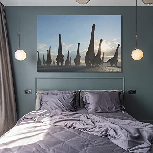 Posters Prehistoric Planet Poster Dinosaur Poster Boys Room Aesthetics Poster Canvas Wall Art For Living Room Bedroom Office Kitchen Decor 24X36Inch(60X90Cm) Frame-Style #TOP7