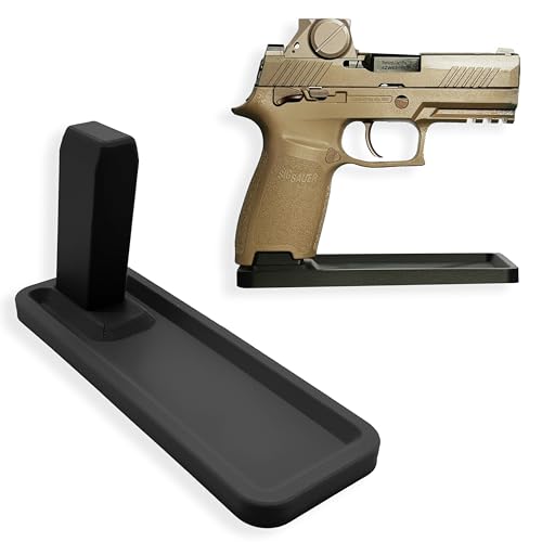 GUNCREED Pistol Display Stand - Made in USA, Durable and Stable Hand Gun Stand for Pistols Mounting - Pistol Stand Ideal for Gun Collectors (Double-Stack Handgun - 9mm, .40, .357, and .380 (Black))
