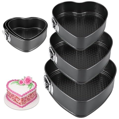 3 Pcs Heart Shaped Cake Tin Set Cover