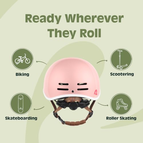 Retrospec Remi Kids' Bike Helmet for Youth Boys & Girls- Bicycle Helmet with Built-in Visor and Adjustable Reflective Straps for Skateboarding, Scooters, Rollerblading - Blush - 49-53cm - image 4