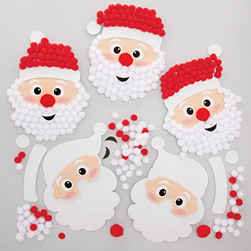 Baker Ross FE891 Weihnachtsman Pom Pom Bastelset - 5er Pack,...