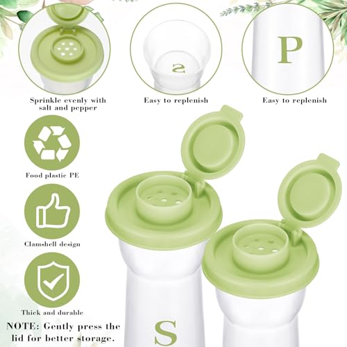 Image of Set of 2 Plastic Salt and Pepper Shakers with Lids Large Salt Shaker Pepper Container Vintage Tall Hourglass Camping Picnic Outdoors Travel Spice Set for Home Picnic Kitchen(Classic,Sage Green)