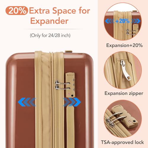 Hardshell PC Luggage Sets 3 Piece Spinner 8 wheels Suitcase with TSA Lock Lightweight 20''24''28''2