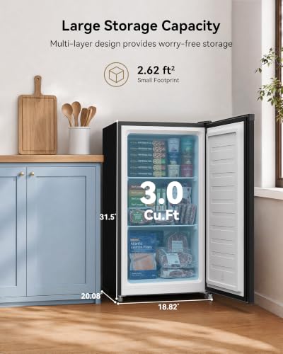 Image of Feelfunn 3.0 Cu.ft Mini Freezer, Small Upright Freezer, Black