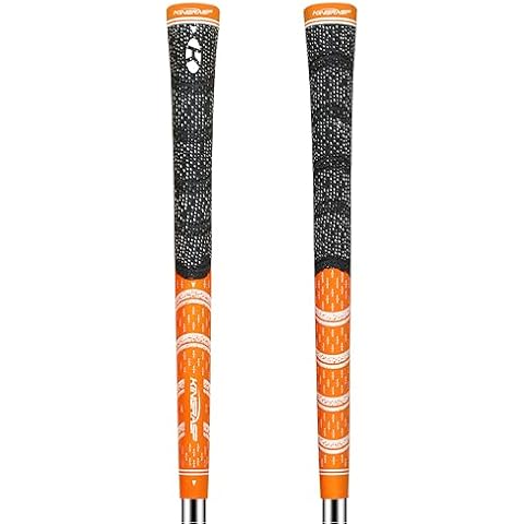 KINGRASPGolf Golf Grips 2 Piece Set-All Weather Corded Rubber Grips for Golf Clubs, Standard/Midsize/ Anti-Slip Rubber Golf Club Grips（Orange.Standard） Cover