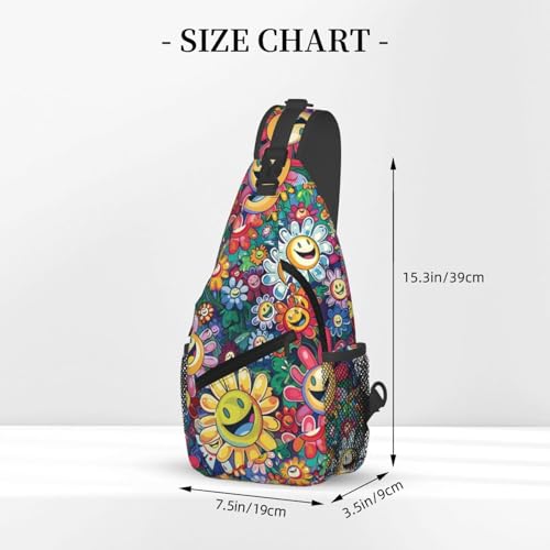 Image of Crossbody Bag Funny Cute Smiling Sunflowers Sling Bag Backpack Chest Bags Shoulder Bag for Women Men