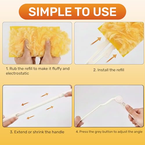 Image of Heavy Duty Duster Refills 30 Pack, 360 Multi Surface Feather Dusters Kit with Extendable 3FT Handle, Disposable Microfiber Dusters for Cleaning Furniture, Blinds, Ceiling Fan & Car