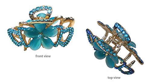 Bella Med/Small Crystal Jaw Clip adorned with Translucent Opal Beads and Sparkling Crystals Claw Clips CI86410-1448aqua