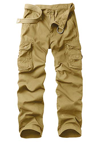AKARMY Men's Cotton Casual Military Army Camo Combat Work Cargo Pants with 8 Pockets